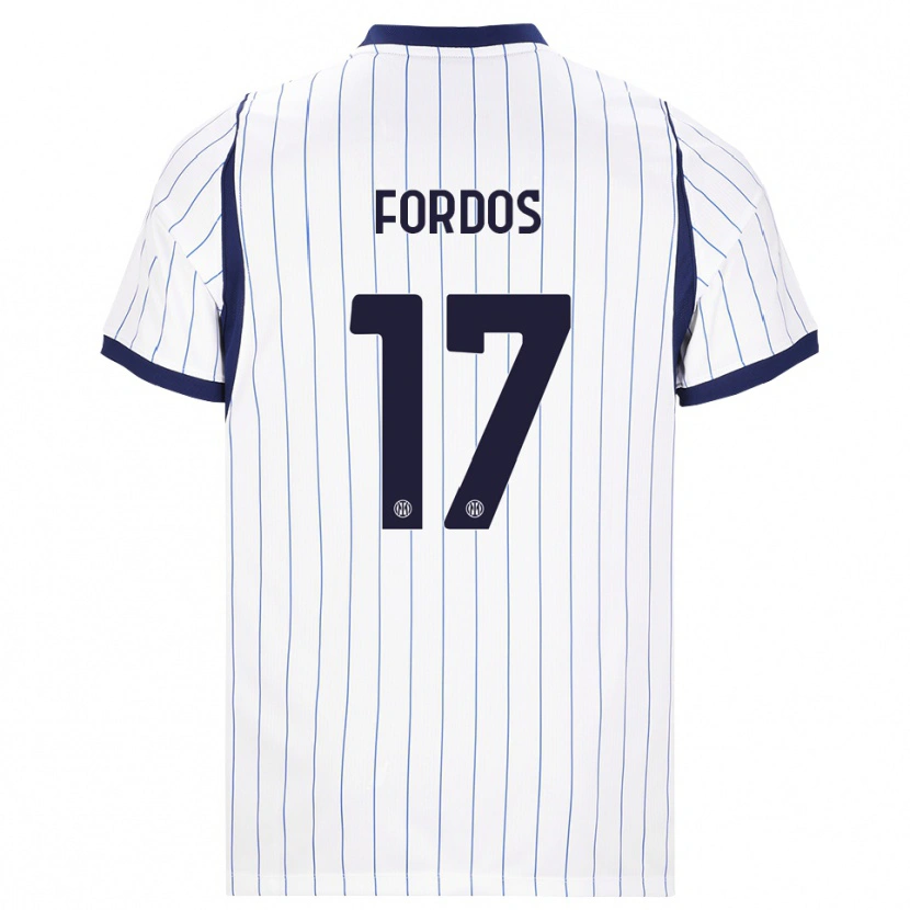 Danxen Homem Camisola Beatrix Fördős #17 Branco Azul Marinho Alternativa 2026/27 Camisa