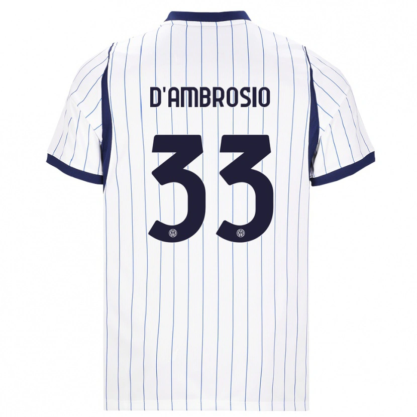 Danxen Homem Camisola Danilo D'ambrosio #33 Branco Azul Marinho Alternativa 2026/27 Camisa