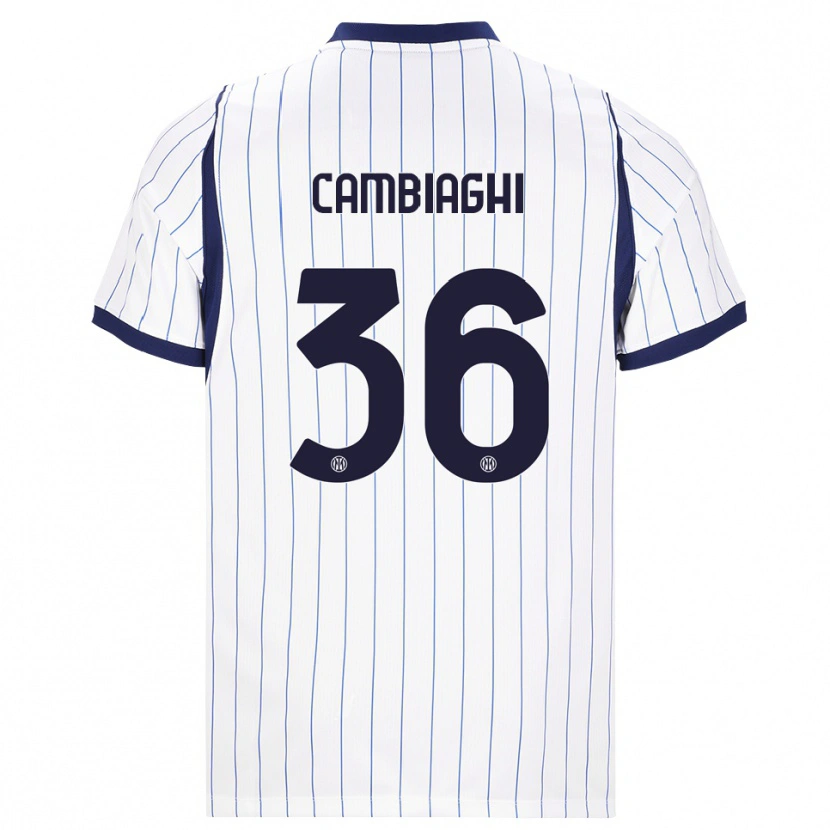 Danxen Homem Camisola Michela Cambiaghi #36 Branco Azul Marinho Alternativa 2026/27 Camisa