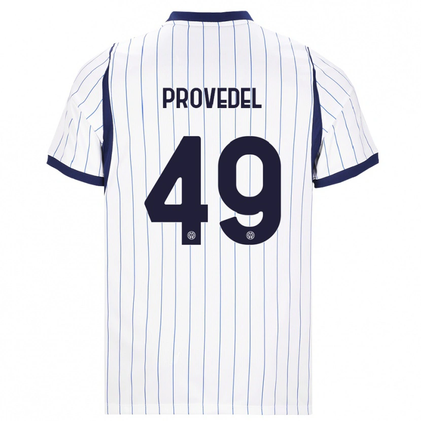 Danxen Homem Camisola Ivan Provedel #49 Branco Azul Marinho Alternativa 2026/27 Camisa