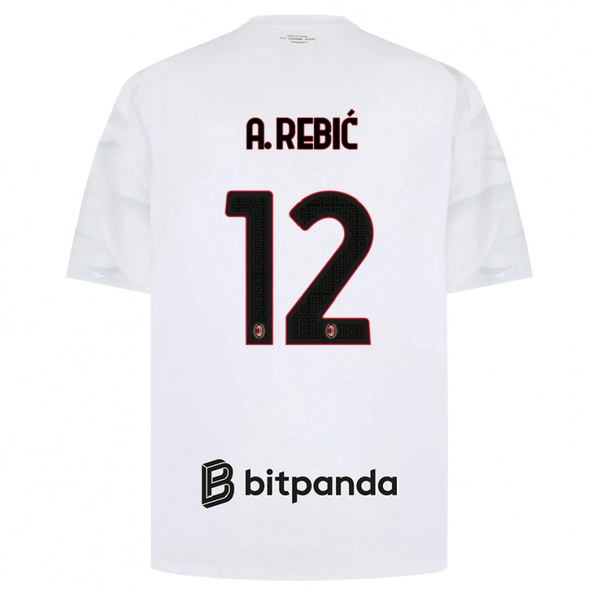 Danxen Homem Camisola Ante Rebic #12 Branco Vermelho Preto Alternativa 2026/27 Camisa