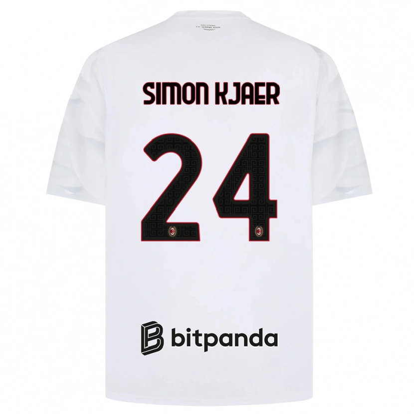 Danxen Homem Camisola Simon Kjaer #24 Branco Vermelho Preto Alternativa 2026/27 Camisa