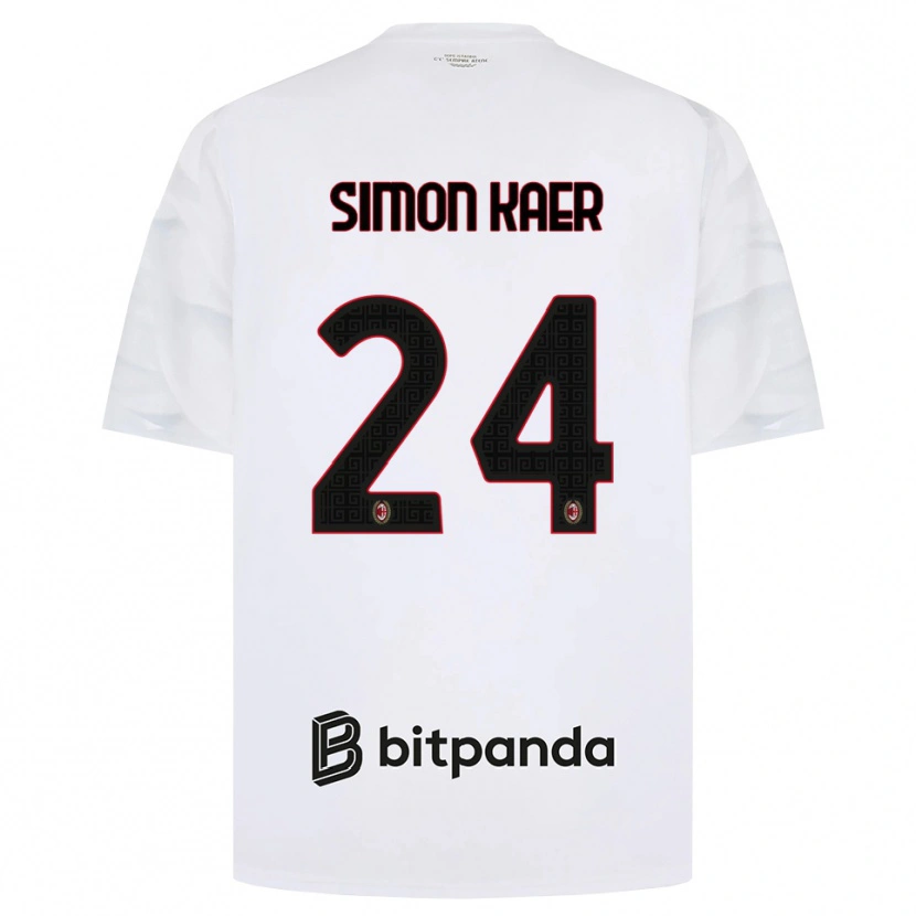 Danxen Homem Camisola Simon Kaer #24 Branco Vermelho Preto Alternativa 2026/27 Camisa