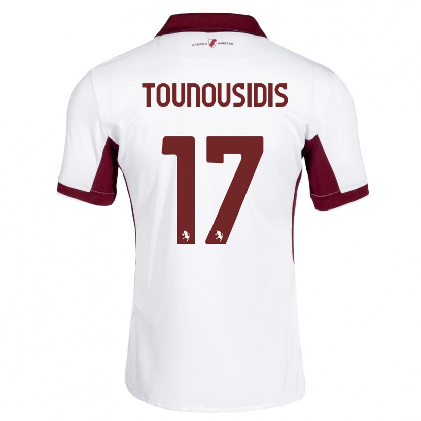 Danxen Homem Camisola Kyriakos Tounousidis #17 Bordô Branco Vermelho Alternativa 2026/27 Camisa