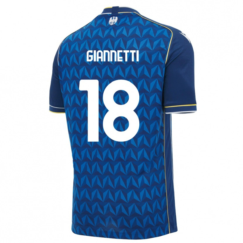 Danxen Homem Camisola Lautaro Giannetti #18 Azul Real Branco Azul Alternativa 2026/27 Camisa