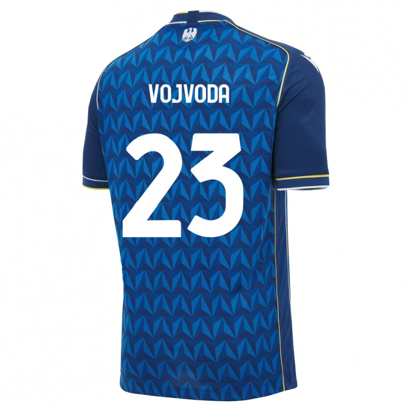 Danxen Homem Camisola Mërgim Vojvoda #23 Azul Real Branco Azul Alternativa 2026/27 Camisa