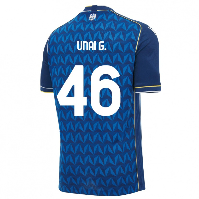 Danxen Homem Camisola Unai Gómez #46 Azul Real Branco Azul Alternativa 2026/27 Camisa