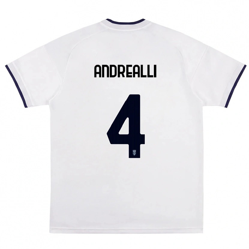 Danxen Homem Camisola Francesco Andrealli #4 Branco Vermelho Azul Real Alternativa 2026/27 Camisa
