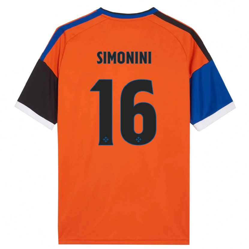 Danxen Homem Camisola Nicolò Simonini #16 Laranja Azul Preto Branco Alternativa 2026/27 Camisa
