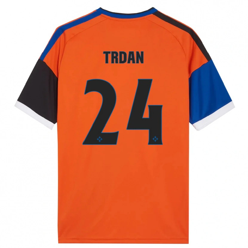 Danxen Homem Camisola Miha Trdan #24 Laranja Azul Preto Branco Alternativa 2026/27 Camisa
