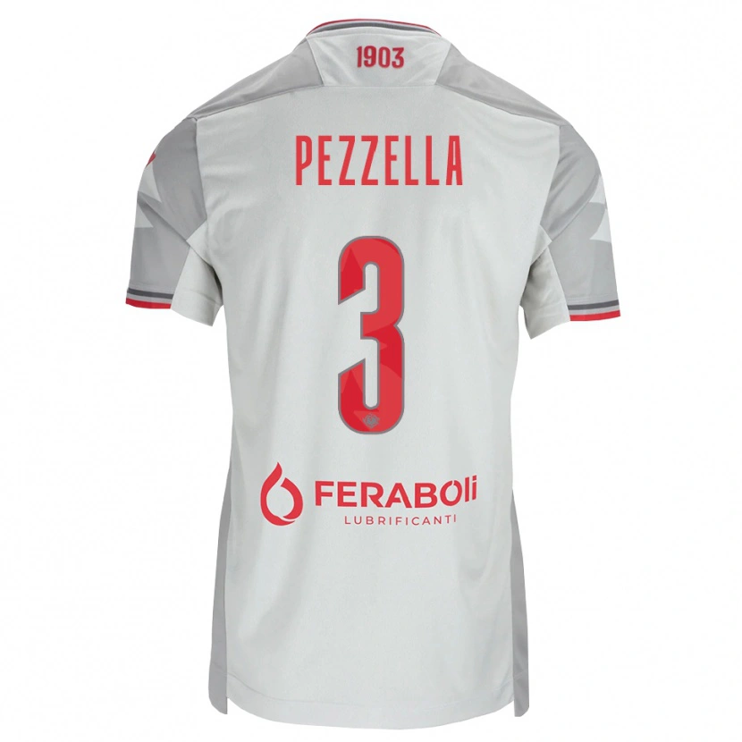 Danxen Homem Camisola Giuseppe Pezzella #3 Cinza Branco Vermelho Alternativa 2026/27 Camisa