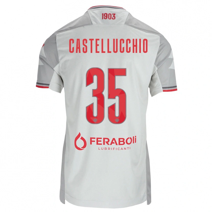 Danxen Homem Camisola Gabriele Castellucchio #35 Cinza Branco Vermelho Alternativa 2026/27 Camisa