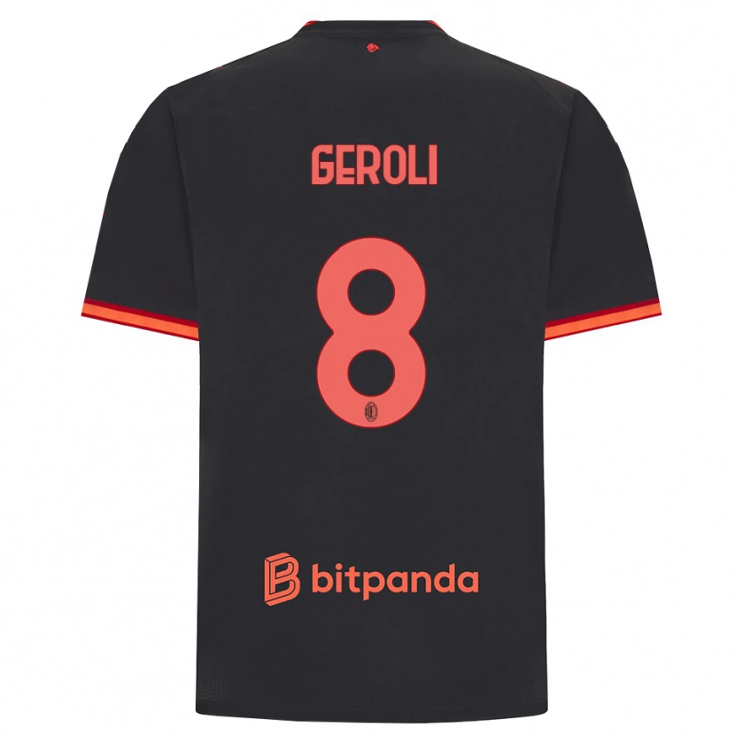 Danxen Homem Camisola Matteo Geroli #8 Preto Vermelho Terceiro 2026/27 Camisa