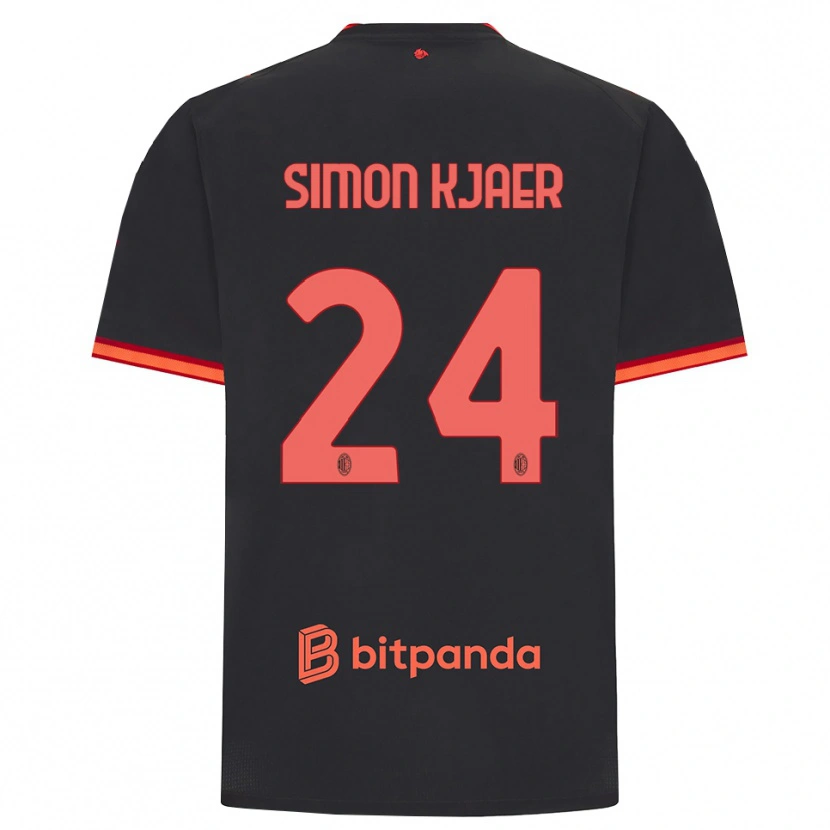 Danxen Homem Camisola Simon Kjaer #24 Preto Vermelho Terceiro 2026/27 Camisa