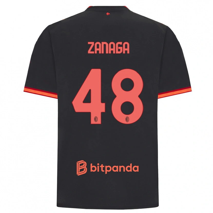Danxen Homem Camisola Edoardo Zanaga #48 Preto Vermelho Terceiro 2026/27 Camisa