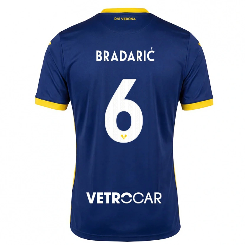 Danxen Mulher Camisola Domagoj Bradarić #6 Azul Real Amarelo Branco Principal 2026/27 Camisa