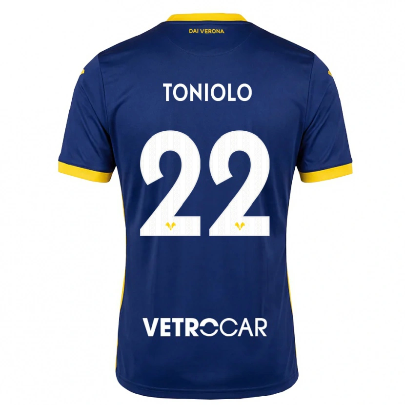 Danxen Mulher Camisola Giacomo Toniolo #22 Azul Real Amarelo Branco Principal 2026/27 Camisa
