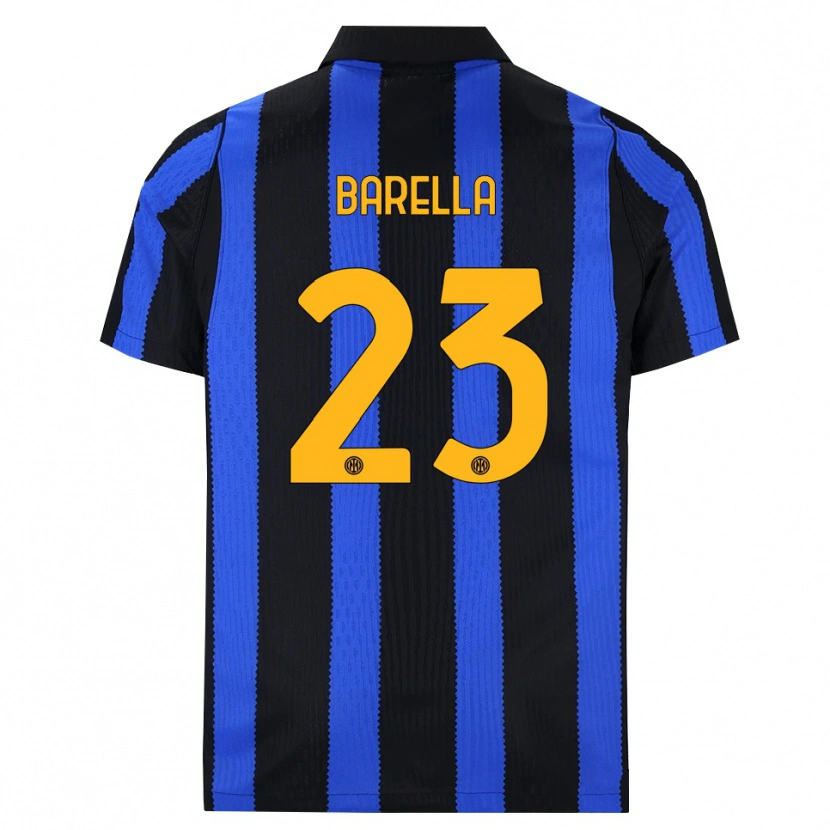 Danxen Mulher Camisola Nicolò Barella #23 Preto Azul Amarelo Principal 2026/27 Camisa