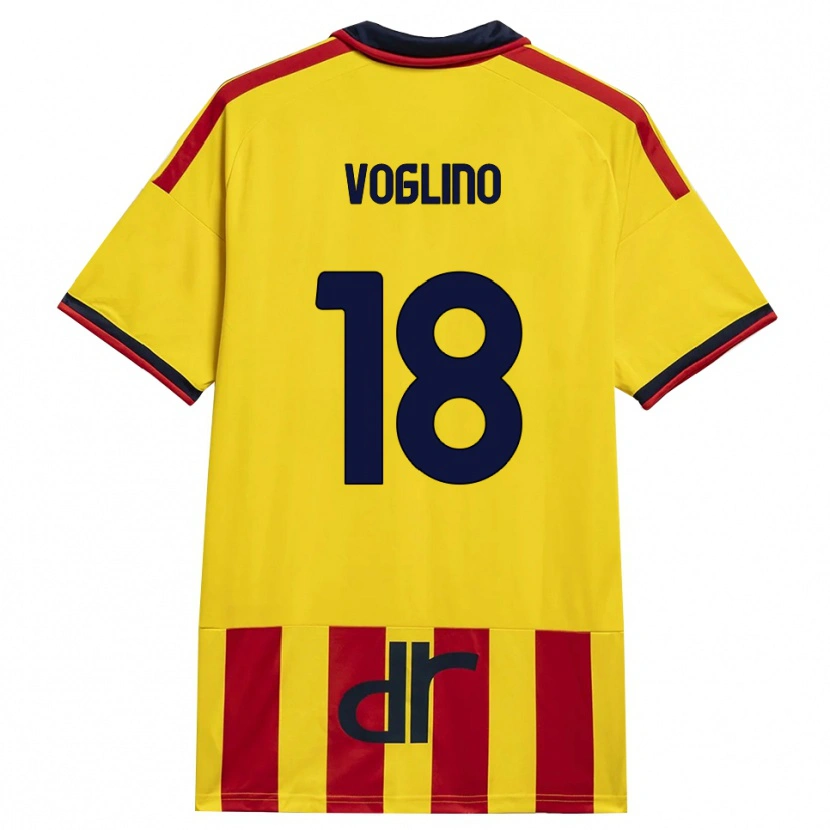 Danxen Mulher Camisola Giacomo Voglino #18 Amarelo Vermelho Principal 2026/27 Camisa