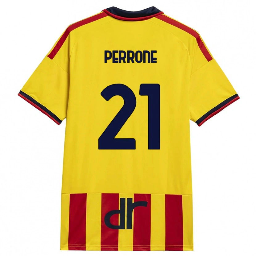 Danxen Mulher Camisola Samuele Perrone #21 Amarelo Vermelho Principal 2026/27 Camisa