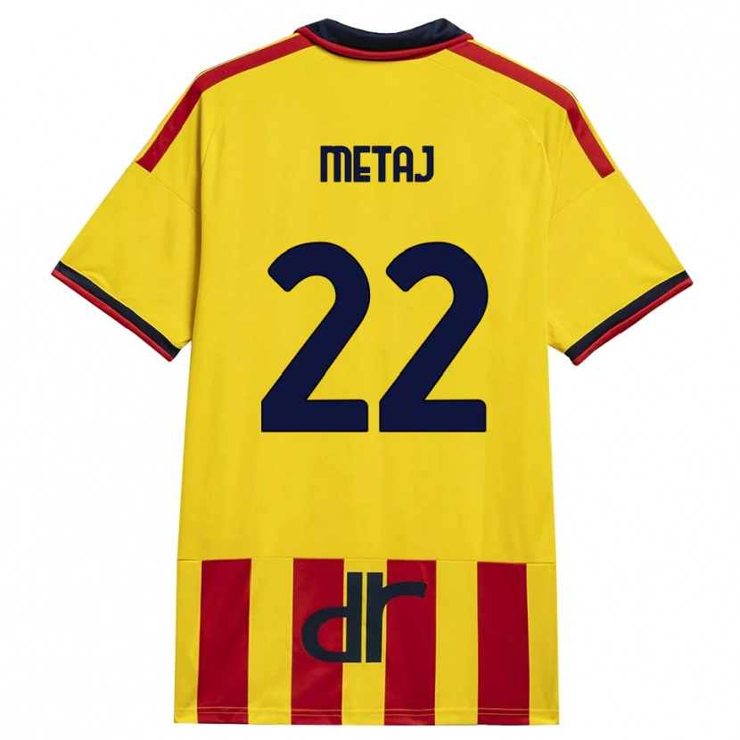 Danxen Mulher Camisola Dejvi Metaj #22 Amarelo Vermelho Principal 2026/27 Camisa