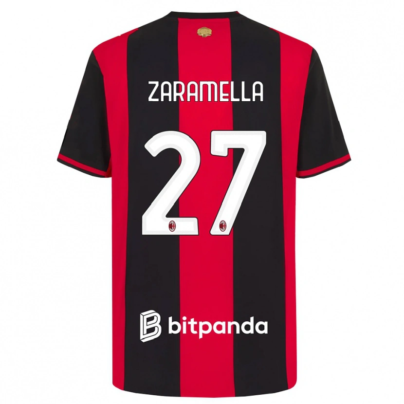 Danxen Mulher Camisola Mattia Zaramella #27 Vermelho Preto Branco Principal 2026/27 Camisa