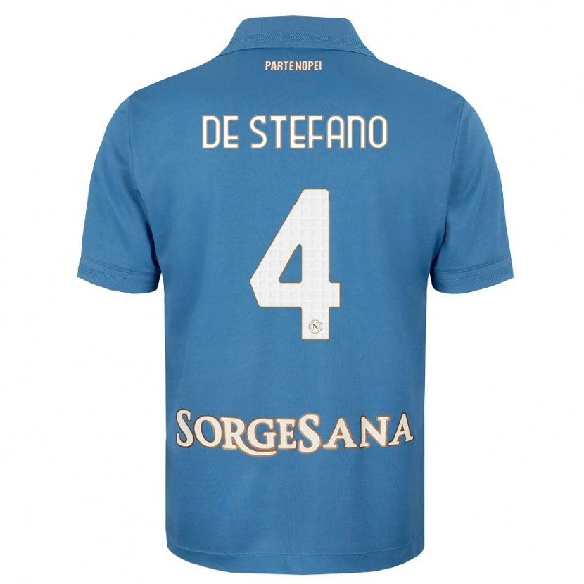 Danxen Mulher Camisola Francesco De Stefano #4 Azul Bruma Branco Principal 2026/27 Camisa