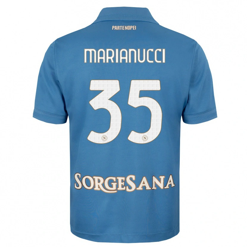 Danxen Mulher Camisola Luca Marianucci #35 Azul Bruma Branco Principal 2026/27 Camisa