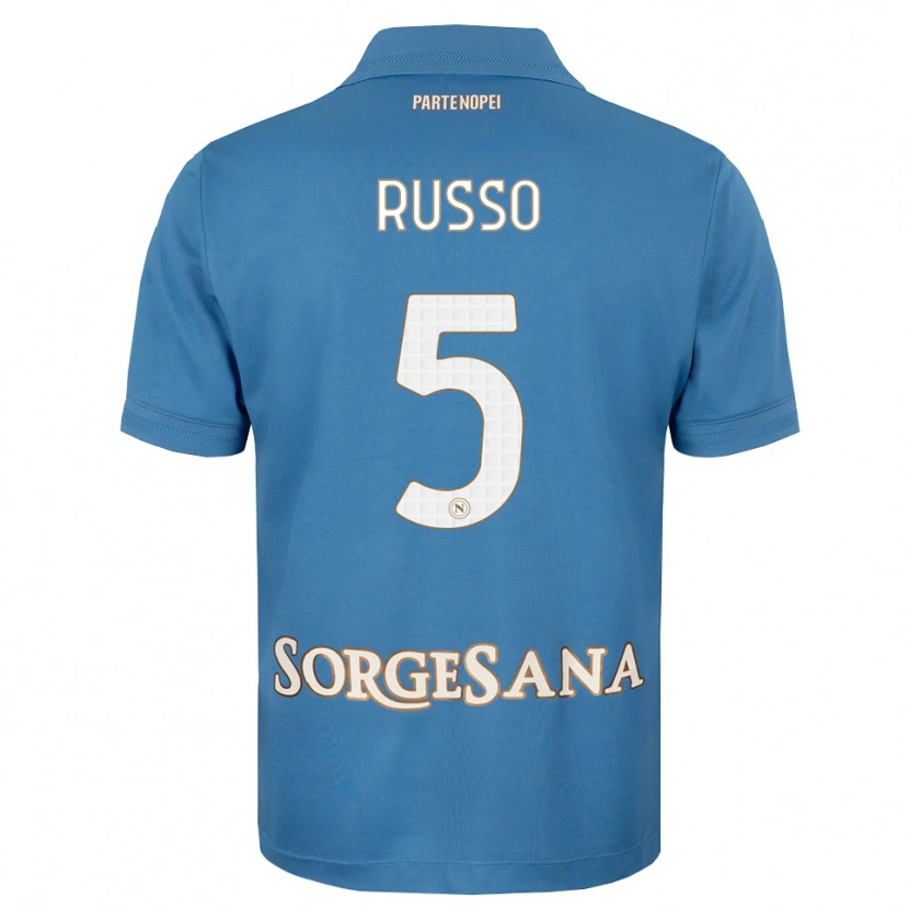 Danxen Mulher Camisola Lorenzo Russo #5 Azul Bruma Branco Principal 2026/27 Camisa