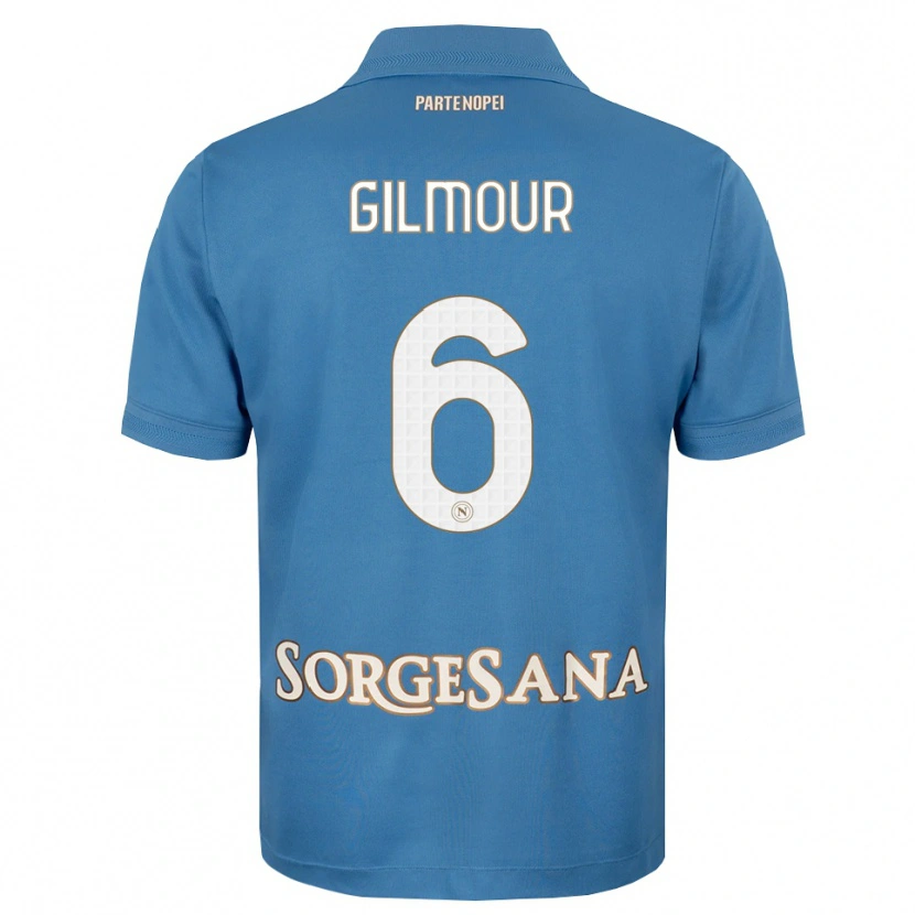 Danxen Mulher Camisola Billy Gilmour #6 Azul Bruma Branco Principal 2026/27 Camisa