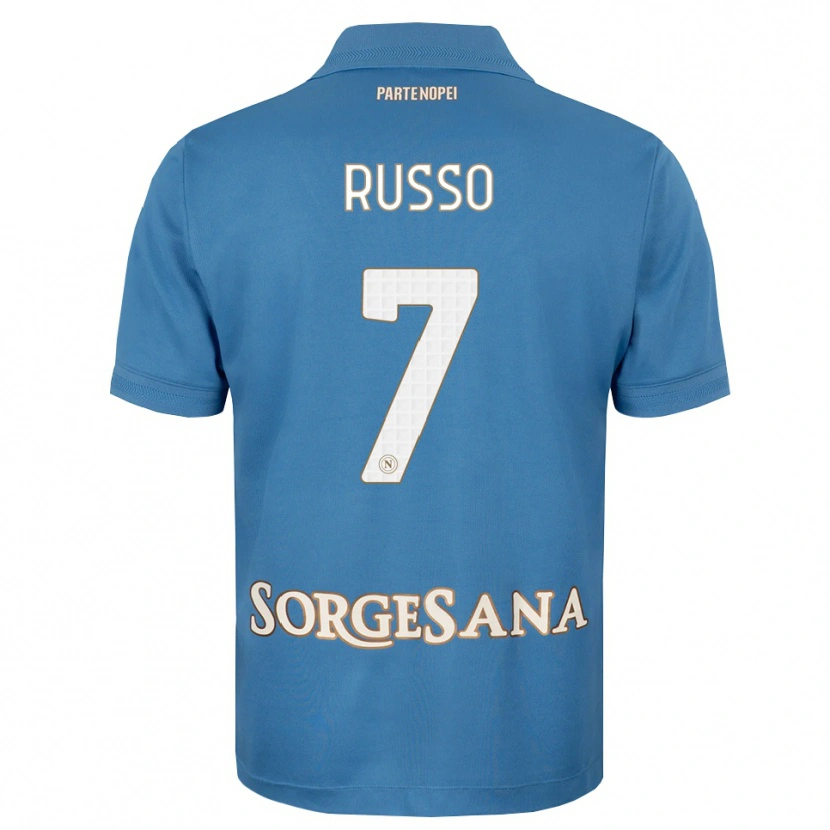 Danxen Mulher Camisola Giorgio Russo #7 Azul Bruma Branco Principal 2026/27 Camisa