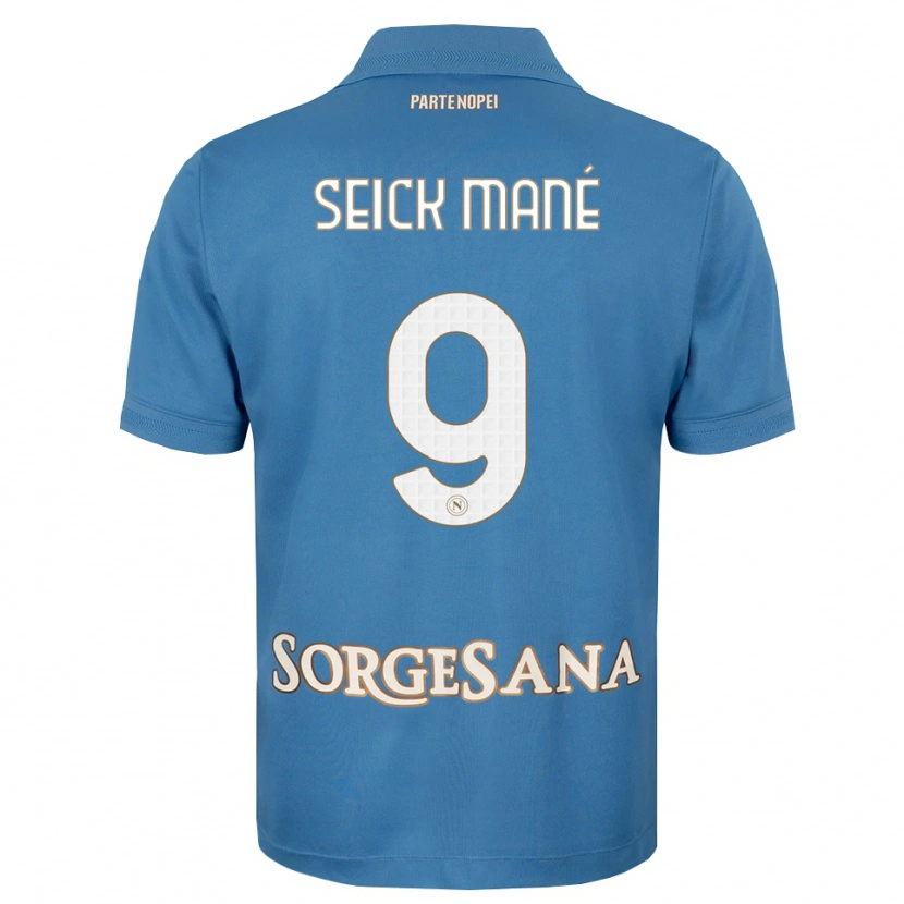 Danxen Mulher Camisola Mohamed Seick Mané #9 Azul Bruma Branco Principal 2026/27 Camisa