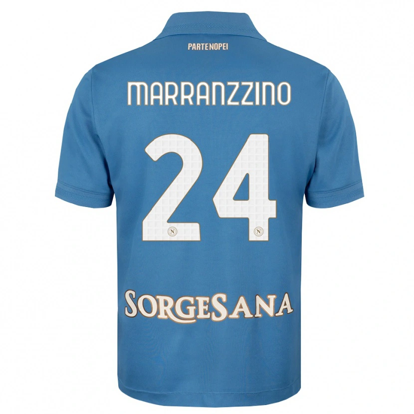 Danxen Mulher Camisola Pasquale Marranzzino #24 Azul Bruma Branco Principal 2026/27 Camisa
