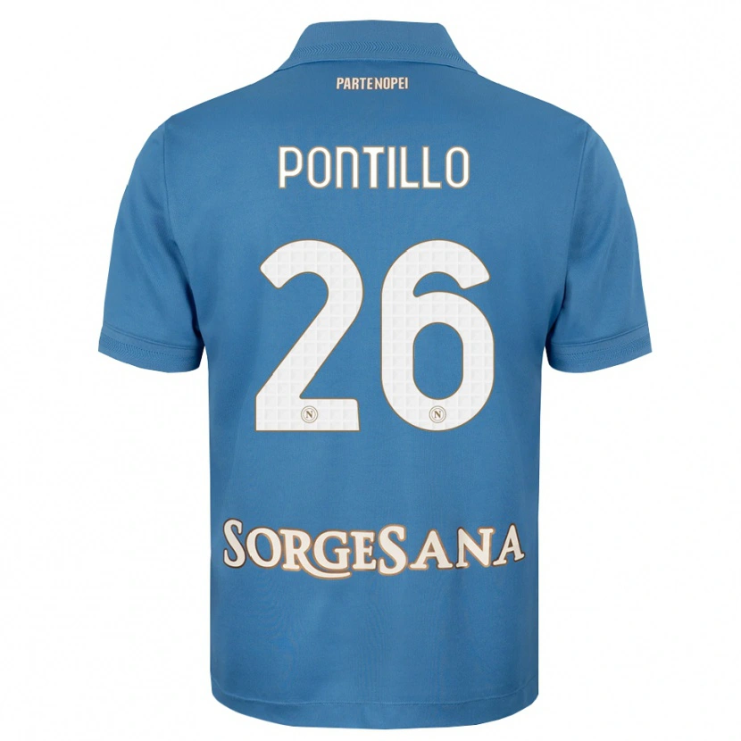 Danxen Mulher Camisola Pasquale Pontillo #26 Azul Bruma Branco Principal 2026/27 Camisa