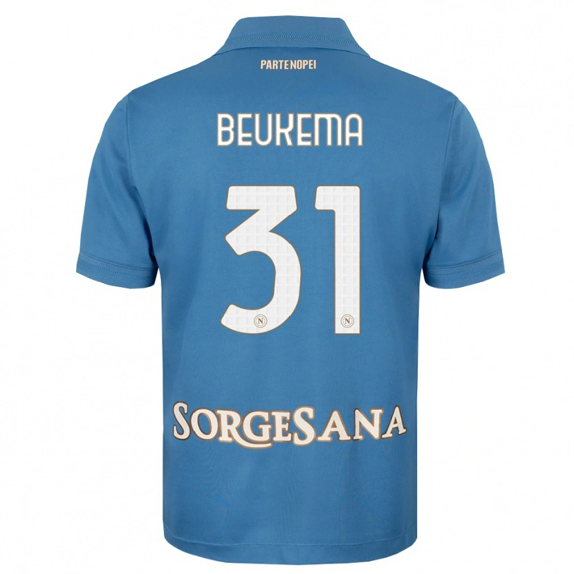 Danxen Mulher Camisola Sam Beukema #31 Azul Bruma Branco Principal 2026/27 Camisa