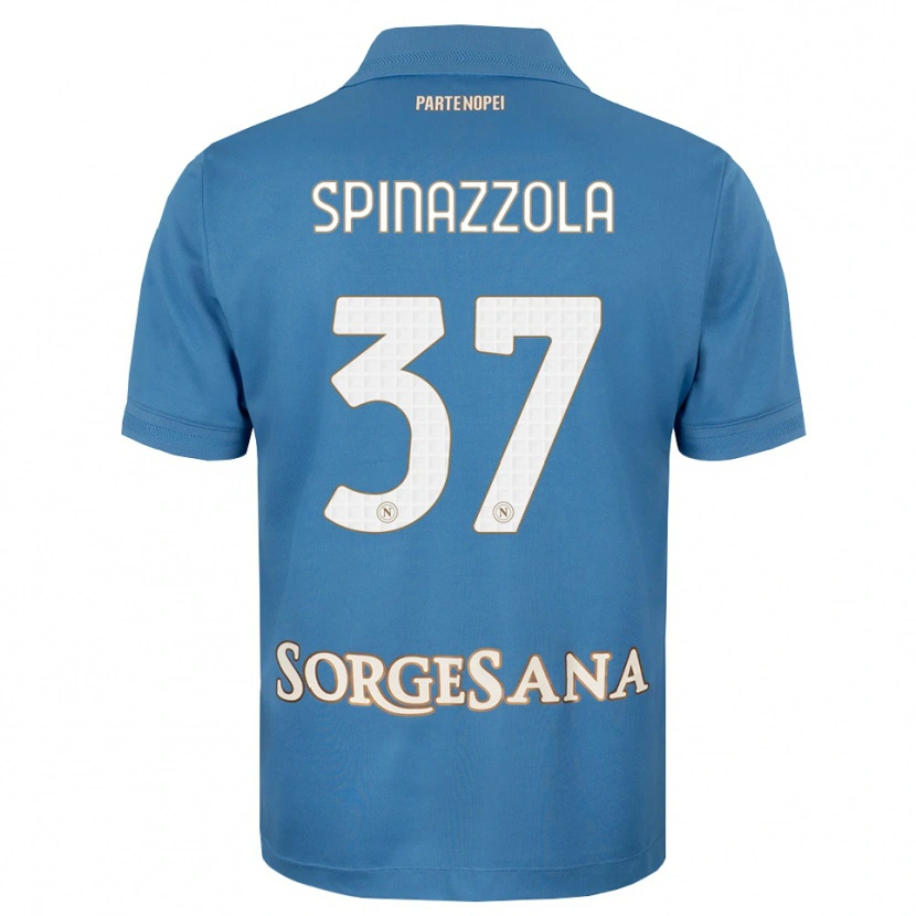 Danxen Mulher Camisola Leonardo Spinazzola #37 Azul Bruma Branco Principal 2026/27 Camisa