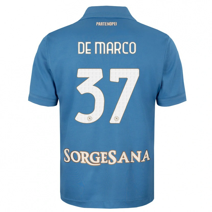 Danxen Mulher Camisola Francesco De Marco #37 Azul Bruma Branco Principal 2026/27 Camisa