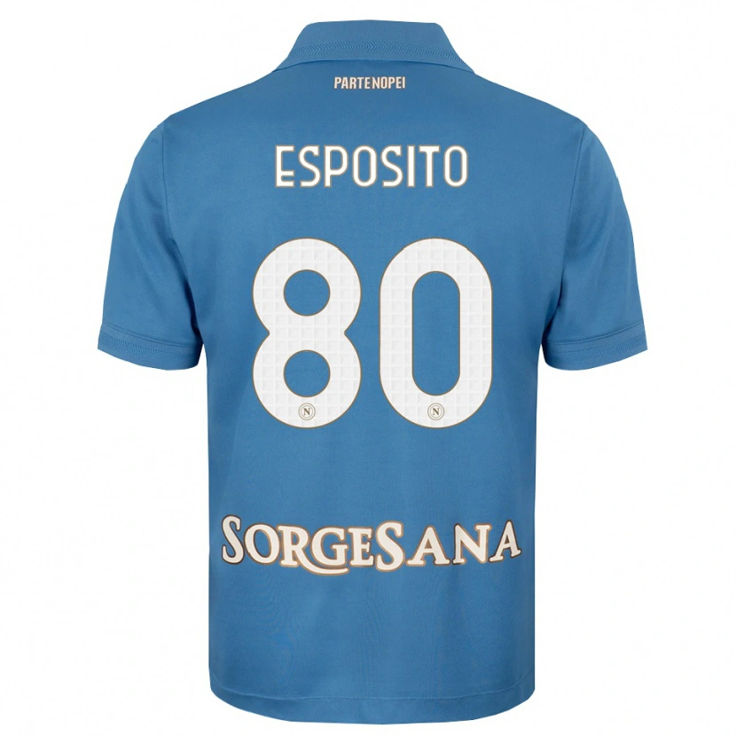Danxen Mulher Camisola Luigi Esposito #80 Azul Bruma Branco Principal 2026/27 Camisa