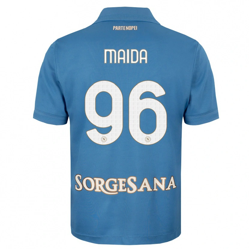Danxen Mulher Camisola Giuseppe Maida #96 Azul Bruma Branco Principal 2026/27 Camisa