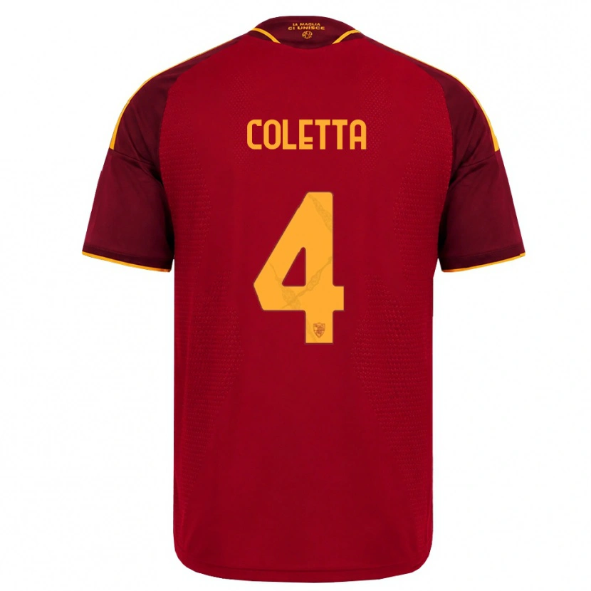 Danxen Mulher Camisola Francesco Coletta #4 Vermelho Dourado Amarelo Principal 2026/27 Camisa