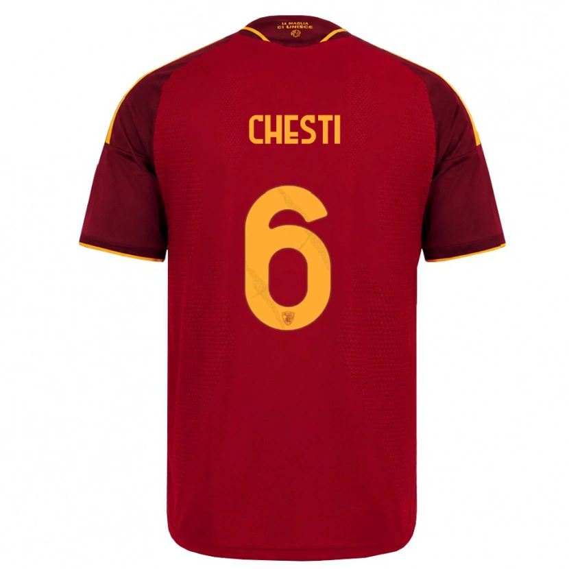 Danxen Mulher Camisola Francesco Chesti #6 Vermelho Dourado Amarelo Principal 2026/27 Camisa