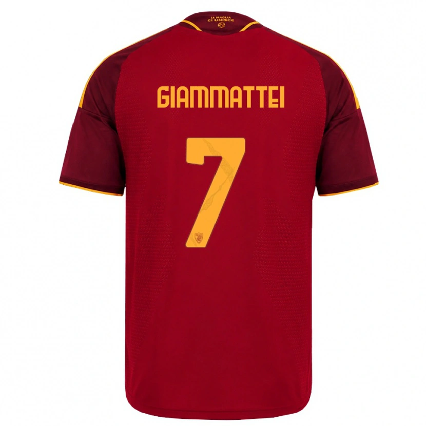 Danxen Mulher Camisola Gioele Giammattei #7 Vermelho Dourado Amarelo Principal 2026/27 Camisa