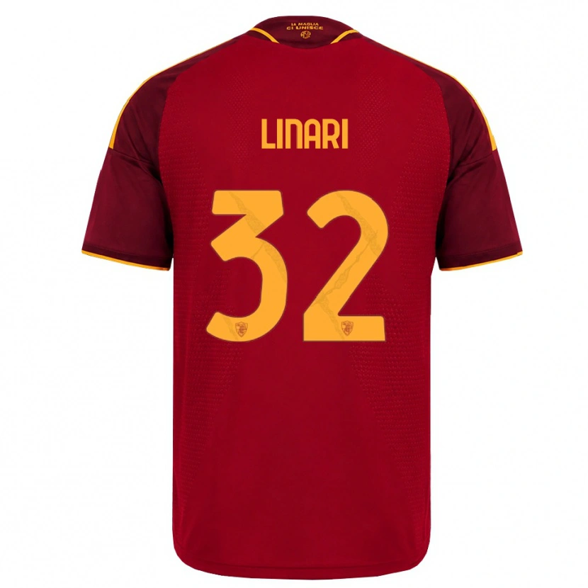Danxen Mulher Camisola Elena Linari #32 Vermelho Dourado Amarelo Principal 2026/27 Camisa
