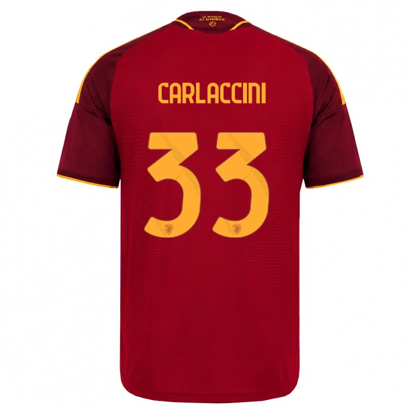 Danxen Mulher Camisola Samuele Carlaccini #33 Vermelho Dourado Amarelo Principal 2026/27 Camisa