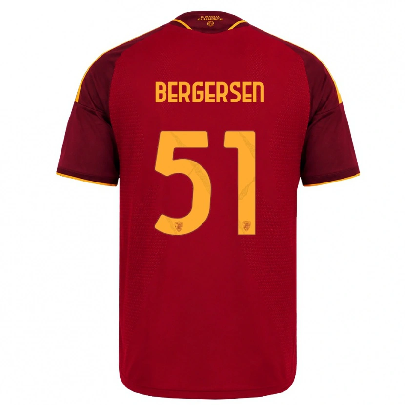 Danxen Mulher Camisola Mina Bergersen #51 Vermelho Dourado Amarelo Principal 2026/27 Camisa