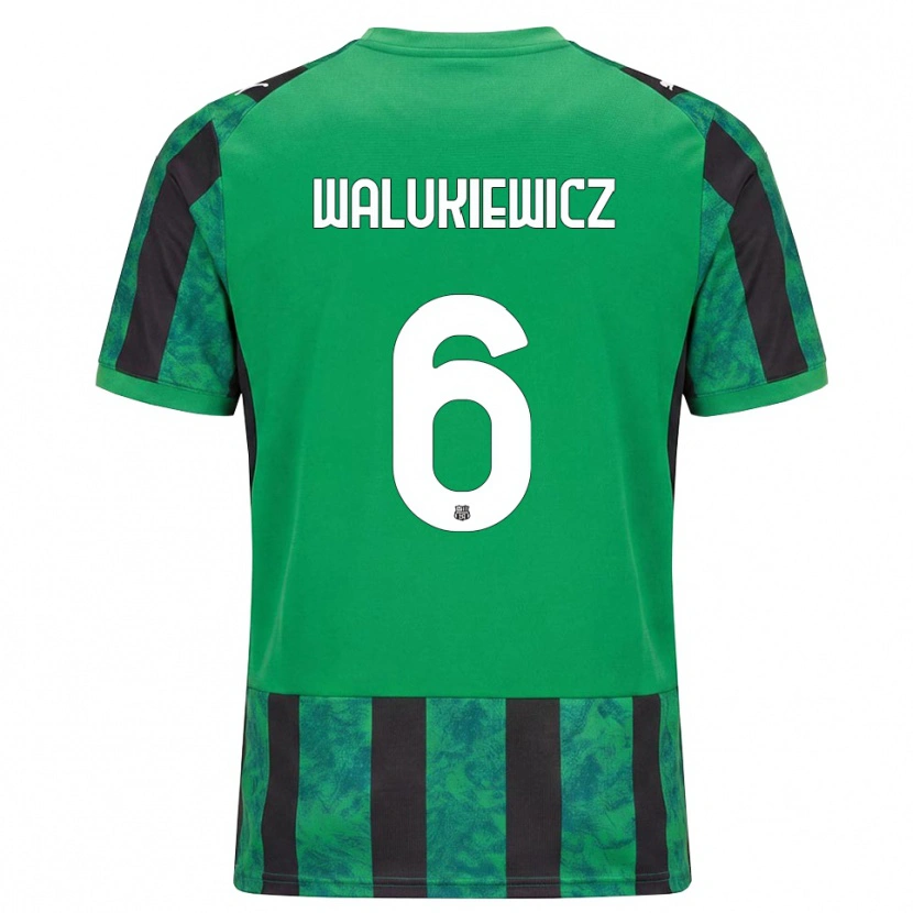 Danxen Mulher Camisola Sebastian Walukiewicz #6 Verde Preto Branco Principal 2026/27 Camisa
