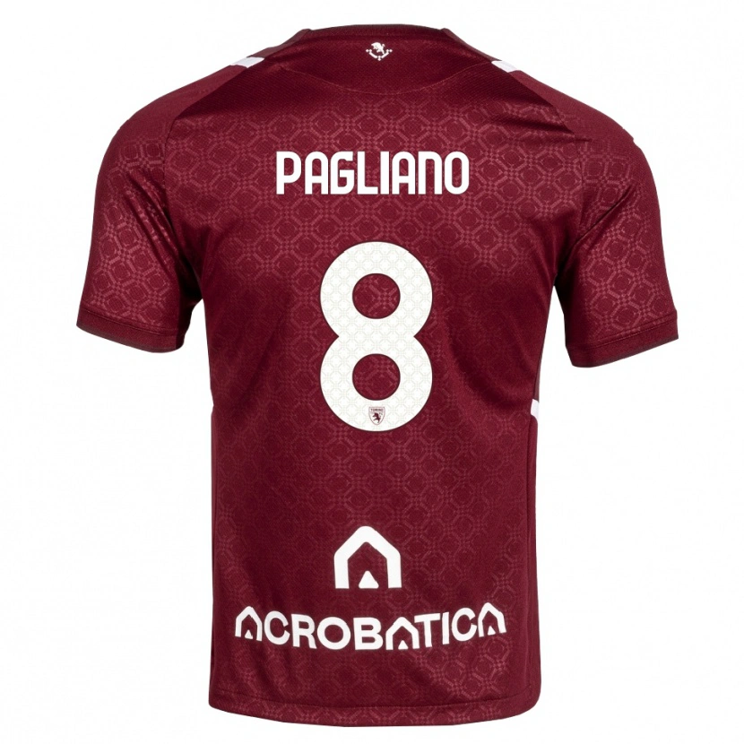 Danxen Mulher Camisola Nicolò Pagliano #8 Bordô Branco Principal 2026/27 Camisa