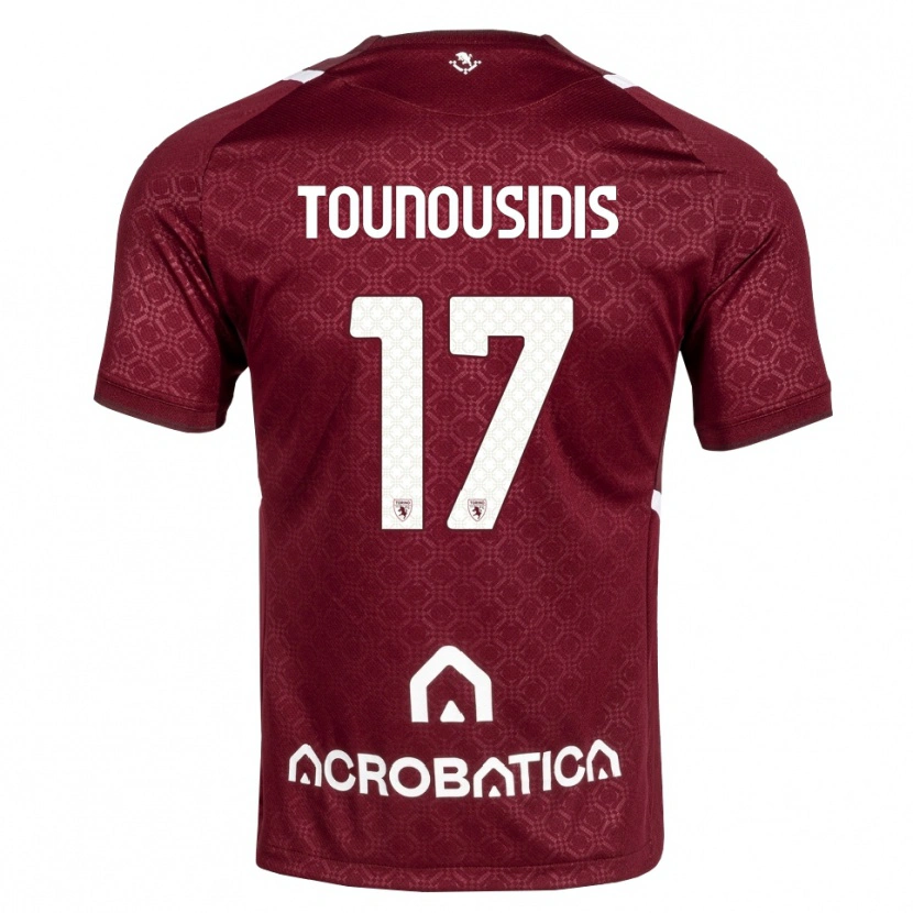 Danxen Mulher Camisola Kyriakos Tounousidis #17 Bordô Branco Principal 2026/27 Camisa
