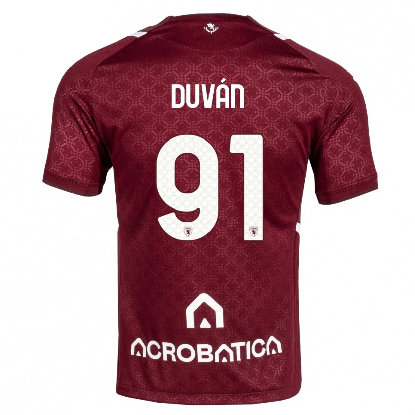 Danxen Mulher Camisola Duván Zapata #91 Bordô Branco Principal 2026/27 Camisa
