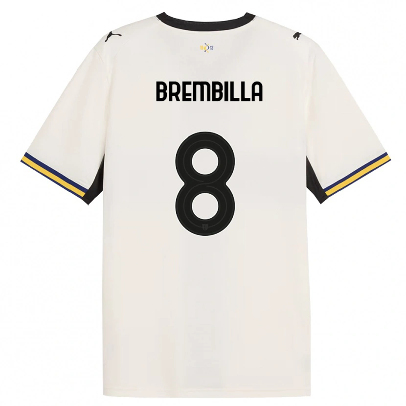 Danxen Mulher Camisola Cristiano Brembilla #8 Off-White Preto Amarelo Principal 2026/27 Camisa
